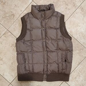 J CREW Women's PUFFER VEST Stylish Brown Quilted Vest